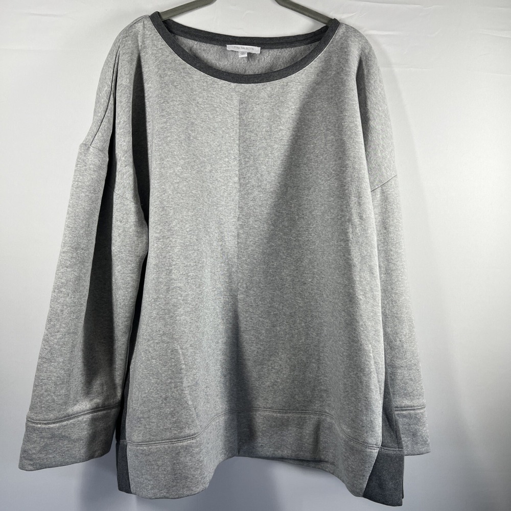 T By‎ Talbots Sweatshirt Size XL Gray Black Pullover Thick Warm Long Sleeves